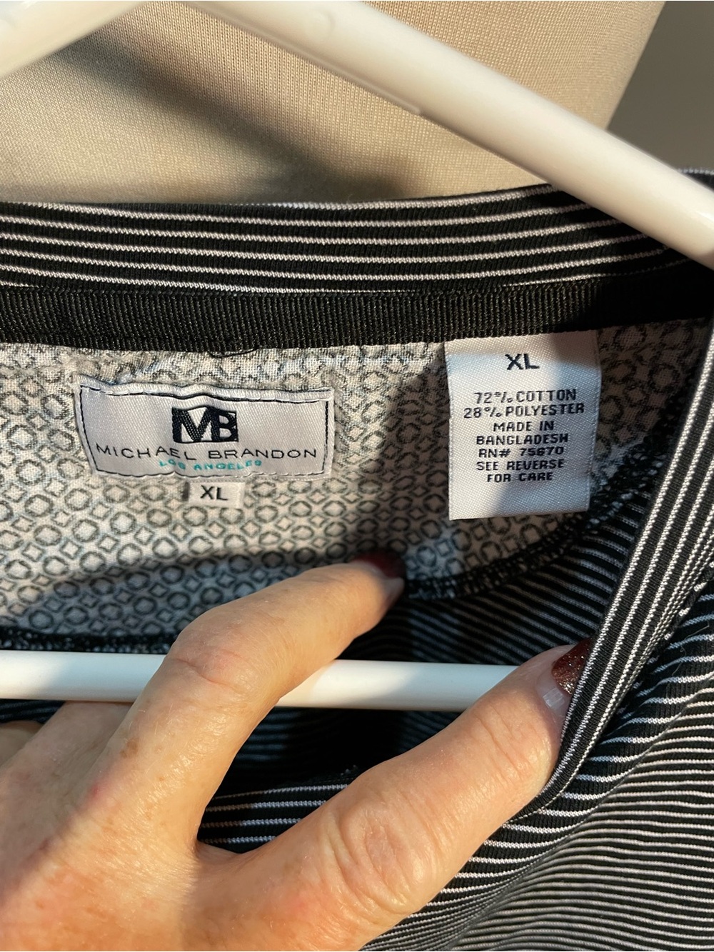 Michael Brandon Black and White Striped Casual Button Down Shirt